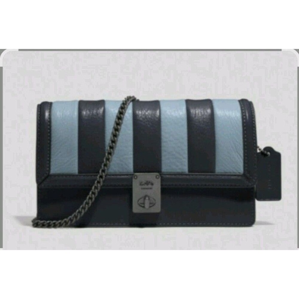 Coach Hutton Leather Convertible Crossbody Bag Midnight Multi Quilting Chain - Picture 2 of 16